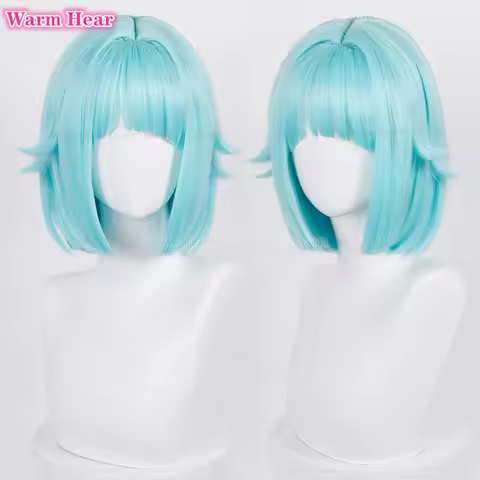 High Quality Game ES Shino Hajime Unisex 40cm Blue Cosplay Anime Wig Heat Resistant Synthetic Hair H