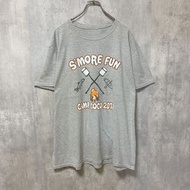 古著 S'MORE 棉花糖印花短袖 T 卹，灰色，背面印花，圓領，超大碼，XL 碼
