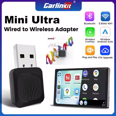 Carlinkit Mini Ultra 2in1 wired To Wireless Carplay Android Auto Plug And Play 5G WIFIAuto Connectio