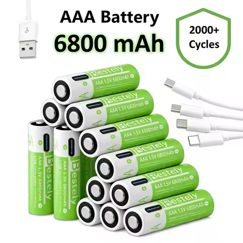 Rscrola AAA Rechargeable Battery 6800mAh Li-ion Triple A Batteries with Type-C Cable for Everyday El