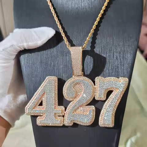 Custom Iced Out Full CZ Letters Pendant Custom Bold Name Necklace Pendant Personalized Hip Hop Jewel