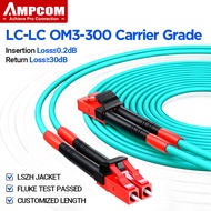 Ampcom OM3 LC-LC Sợi đôi cáp quang 10g Gigabit Multimode 50/125μm LSZH 3.0mm (3-100m) UPC sợi quang 