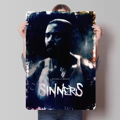 Michael B. Jordan Sinners Movie Tinplate Poster Custom Wall Art Vintage Metal Signs Retro Tin Plaque