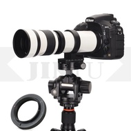 JINTU White 420-800Mm F/8.3-F16 Manual Focus Telephoto Zoom Lens Telescope +T2 Mount For CANON Full
