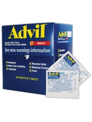 WL0151-50 Ibuprofen Pain Relief Tablet, 200mg, Standard, Blue/Red (Pack of 50) Advil WL0151-50 Ibupr