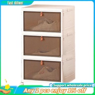 In stock-3/4 Tier Stackable Storage Boxes with Lids Sturdy PP Matterial, Foldable Plastic Toys/ Clot
