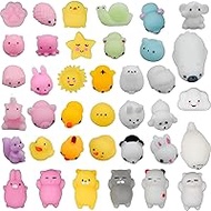 38 Pcs Mini Squishy Animal Toys, Squishy Kawaii Silicone Set Mochi Fidget Hand Toys Squishy Animals Stress Reliever