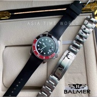 BALMER | 8135G SS-49 Men Watch Red Black Automatic Rubber Strap Free Stainless Steel Strap
