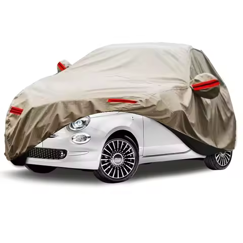 Waterproof Car Covers for 2007-2023 Fiat 500/500C/500E Abarth/New Fiat 500 (Black) 210T Custom Outdo