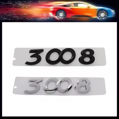 3D Premium ABS 3008 Letters for 3008 car Fender trunk Rear Bonnet Decal Emblem Sticker Badge