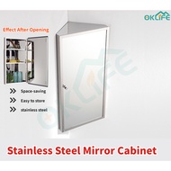 [OKLIFE. SG]Corner Mirror  Stainless Steel Cabinet Mirror Cabinet Triangle Mirror Cabinet