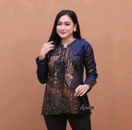 BATIK ATASAN WANITA TERBARU KEKINIAN TERMURAH BLUS BATIK WANITA MODEL TALI SAMPING DAN KANCING ALL M