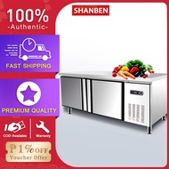 SHANBEN 60HZstainless steel fresh-keeping workbench freezer operation water bar milk tea shop equipment kitchen refrigerator dual temperature freezer（Free air fryer）