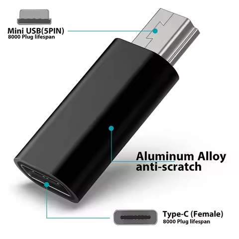 Type C to Mini USB Adapter USB C Female to Miniusb Male Fast Charging Converter Data Transfer Connec