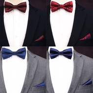 Men's Bow Tie Pocket Towel Set Wedding Wedding Bow Groom Men British Blue