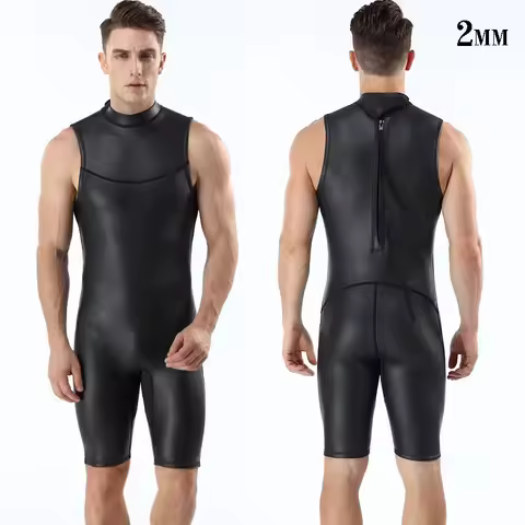 Mens Triathlon Wetsuit 2mm Neoprene Short Sleeveless One Piece Smoothskin Wetsuit Ultra Elastic Divi