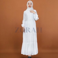 DIPERBARUI ZORAH • Gamis putih brokat wanita simple elegan busui &amp;
