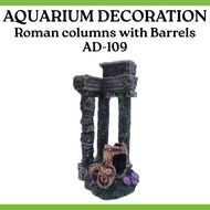 AQUARIUM DECORATION Roman columns with Barrels AD-109 (Landscaping Ornaments Aquarium Accessories Re