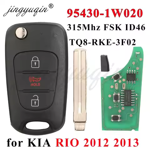 jingyuqin for Kia Rio 2012 2013 Folding Flip Remote Car Key Fob 315MHz FSK ID46 Chip P/N 95430-1W020