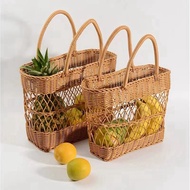 HAPPY TIME-Woven Storage Bags for Picnics and Outings Hanging Makeup Organizer Handmade Travel Bag f