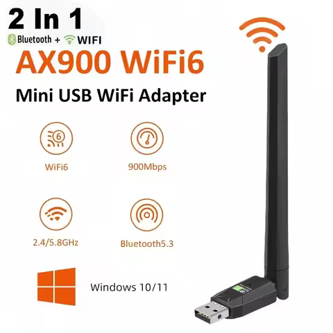 AX900 USB WiFi 6 Bluetooth 5.3 Adapter 2 in1 Dongle Dual Band 2.4G&5GHz USB WiFi Network Wireless Wl