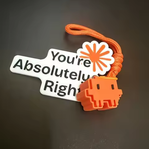 AI Claude Code Cosplay You're Absolutely Right! Keychain Pixel Style 3D Printing Pendant Keyring Bag
