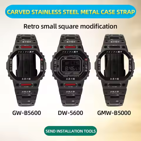 Modified metal Strap case For Casio DW5600 GW-B5600 G-SHOCK GMW-B5000 mecha case stainless steel str