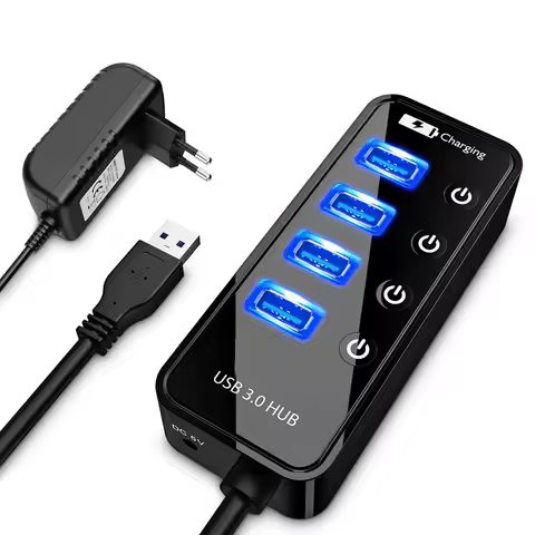 USB HUB 4 Port 3.0 Smart Phone Charger Multi Accessories With Power Adapter For Ipad MacBook Pro Com