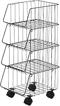 Shimomura Planning 37292 Kitchen Stacking Basket, 4 Tiers, Black, 10.0 x 12.4 x 25.4 inches (25.5 x 