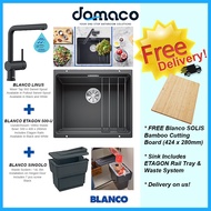 Blanco Etagon 500-U Kitchen Sink With Blanco Linus Mixer Tap Package (Free Rail Tray + Waste System + Cutting Board)