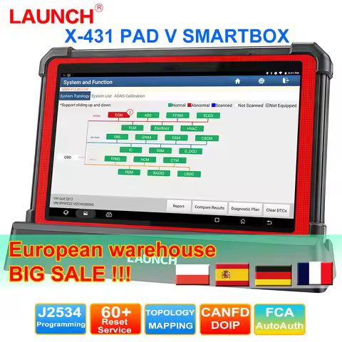 LAUNCH X431 PAD V SMARTBOX All System Diagnostic Tool ECU Coding Bi-Directional Online J2534 Program