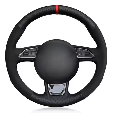 Car Steering Wheel Cover Black Genuine Leather For Audi A1 8X A3 8V Sportback A4 B8 Avant A5 8T A6 C