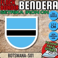 Ready to ship] IRON-ON Flock Emblem Badge Patch with National Flag Embroidery - BOSWANA BOTSWANA [S0