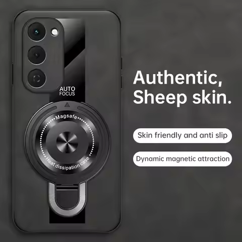 Leather Wireless Charging Magnetic Ring Holder Cover For Infinix Zero 40 Sheepskin Shockproof Case F