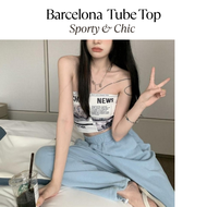 [A급_바르셀로나 튜브 크롭탑 나시] Barcelona Sleeveless Tube Crop Top_Dance_Party_Street Y2K fashion_Áo thun