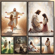 A Loving Savior, Christian Art, Jesus and Girl, Jesus Art, Picture of Jesus, Christian Painting , Bi