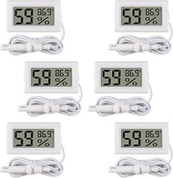 DWEII Mini Hygrometer Thermometer Digital Temperature Indoor Humidity Gauge Monitor LCD Display Fahrenheit (℉) for Humidors, Greenhouse, Garden, Cellar, Fridge, Closet Pack of 6, White