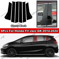 6pcs Glossy Piano Black   Carbon Fiber PC Material Post Door Side Aside Window Trim Column Sticker M