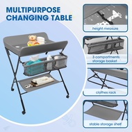 Costway Baby Infant Changing Table Folding Diaper Station Nursery w/ Storage Gray