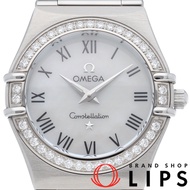 歐米茄星座系列SM 25.5毫米鑽石錶圈珍珠貝母星座迷你腕錶1476.61，附原廠盒，不鏽鋼女錶，白色珍珠母貝拋光，成色極佳[二手]