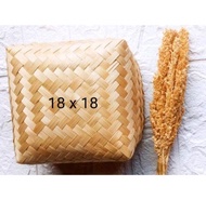 (5 PASANG) Besek Bambu Pipiti Anyaman Bambu 20x20 Hajatan Hampers Wadah Bumbu Nasi Snack Box Serbagu