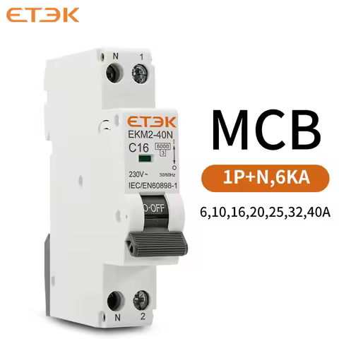 ETEK 1P+N Mini Circuit Breaker MCB 30mA C curve 10A 16A 20A 25A 32A Din Rail Mounting Miniature Hous