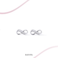 RAVIPA - ELEGANT INFINITY EARRINGS - ต่างหูเงินแท้ชุบทองคำขาว