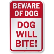 Metal Tin Sign Wall Decor Beware Of Dog Dog Will Bite Metal Sign A1217