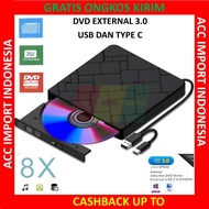 DVD External CD Portable Dual USB Type C Burning  Write Faster 3.0 RW Optical Drive PC Laptop