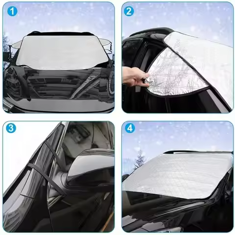 Car Snow & Ice Protector - Window Windshield Sun Shade, Front & Rear Windshield Block Cover Visor