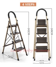 【Aluminium Alloy Ladder】Stool Step Foldable Ladder/ Stepsfitted anti-slip pad on each steps.Easy and Compact