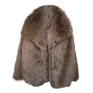 Winter Women Jacket Faux Fox Fur Turn-down Collar Cozy Jacket Solid Color Cold Weather Celebrity Out