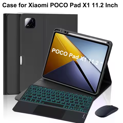 Case for Xiaomi POCO Pad X1 11.2 Inch, Bluetooth Keyboard Case for POCO Pad X1 11.2