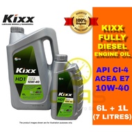 KIXX HD1 10W40 6 + 1 LITERS (7 Liters) DIESEL ENGINE OIL FULLY SYNTHETIC 10W-40 CI4 E7 Minyak Enjin
